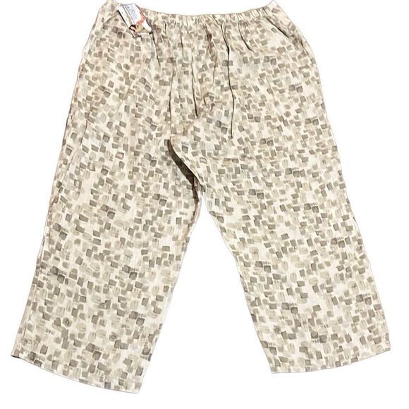 CMC‎ womens pants S 100% linen crop green Lagenlook Breathable Bohemian Timeless - Picture 3 of 8